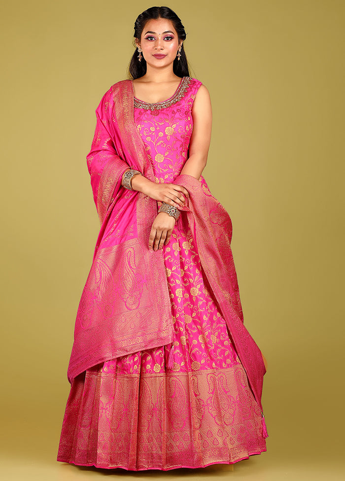 2 pc Rani Readymade Silk Gown Set - Indian Silk House Agencies