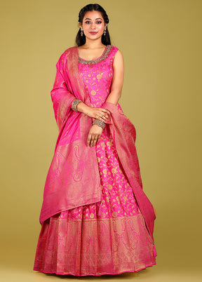 2 pc Rani Readymade Silk Gown Set - Indian Silk House Agencies