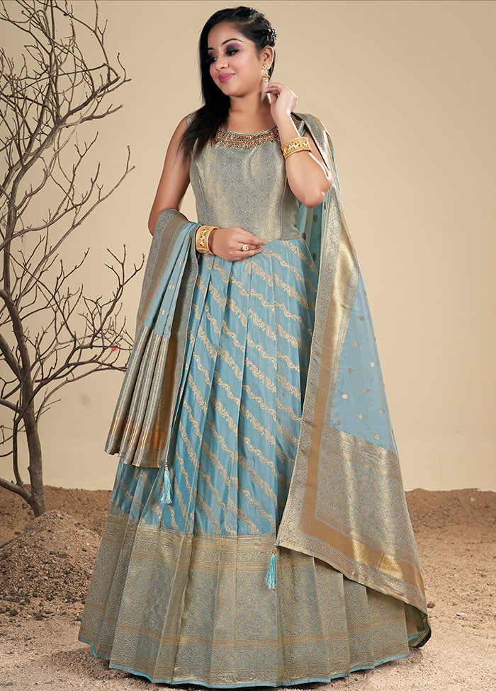 2 pc Firoza Readymade Silk Gown Set - Indian Silk House Agencies