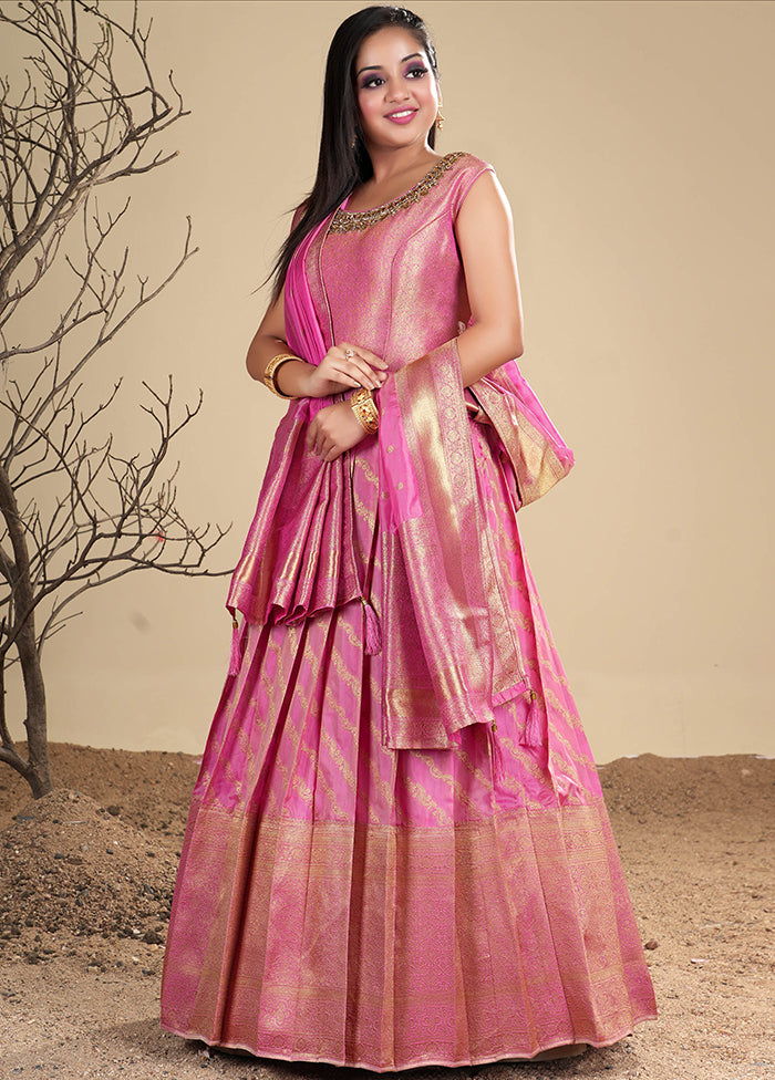 2 pc Rani Readymade Silk Gown Set - Indian Silk House Agencies