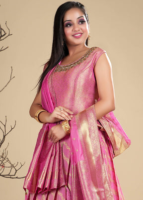 2 pc Rani Readymade Silk Gown Set - Indian Silk House Agencies