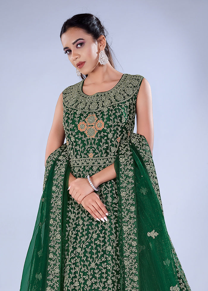 2 Pc Green Readymade Net Gown - Indian Silk House Agencies
