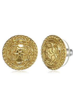 Estele Zinc 24 Kt Gold Plated Stamped floral Stud Earrings for Girls - Indian Silk House Agencies