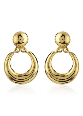 Estele Girls Womens Non Precious Brass Metal 24K Gold Tone Plated Round Small Drop Earrings - Indian Silk House Agencies