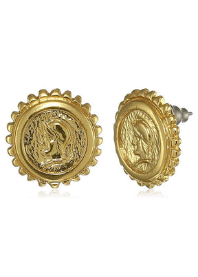 Estele 24 Kt Gold Plated Queen Stud Earrings - Indian Silk House Agencies