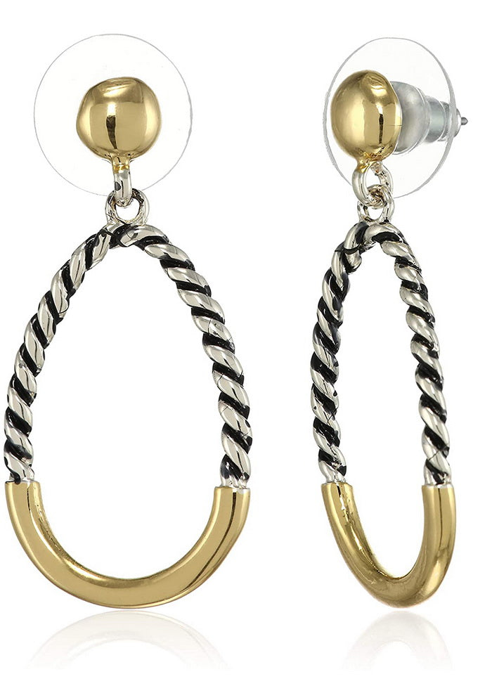Estele 24 Kt Gold and Silver Plated Twisted swing Dangle Earrings - Indian Silk House Agencies