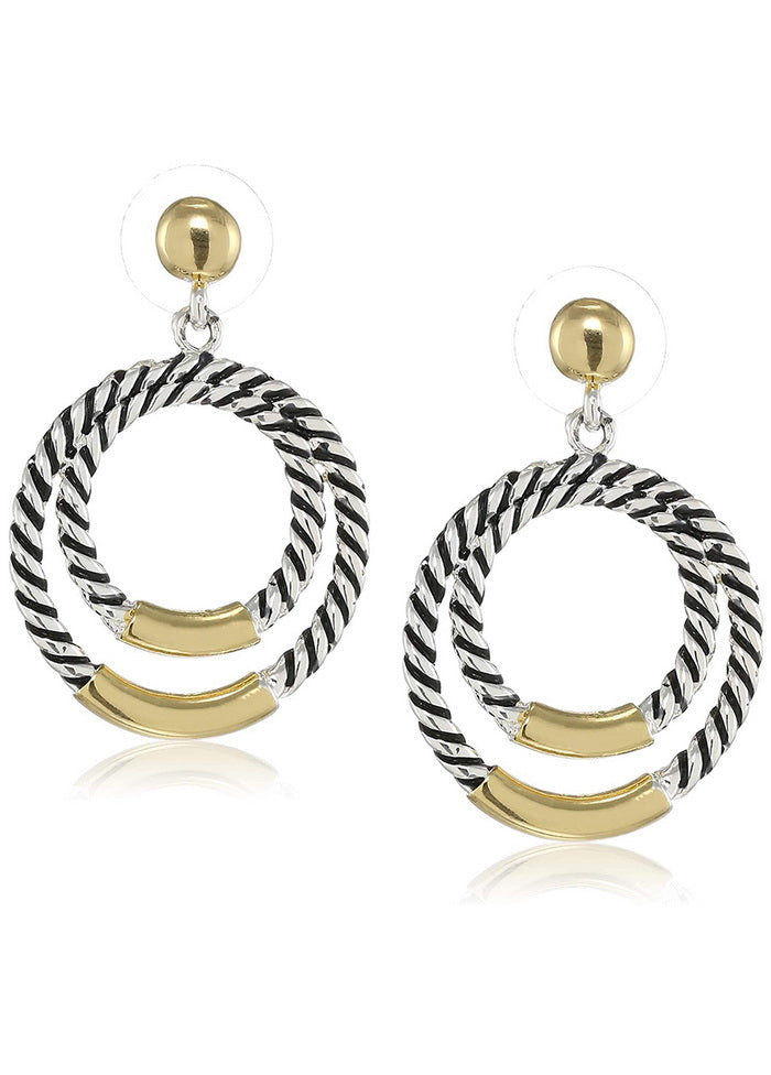 Estele 24 Kt Gold and Silver Plated Twisted circle Dangle Earrings - Indian Silk House Agencies