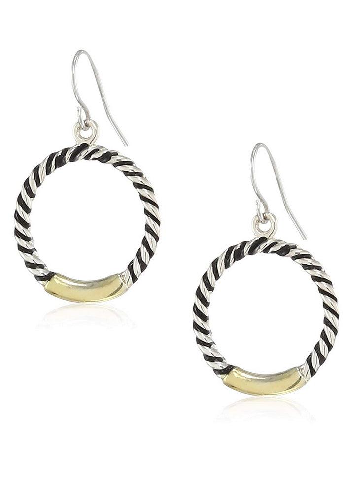 Estele Non Precious Metal 24 Kt Gold and Silver Plated Twisted Round Dangle Earrings For Girls - Indian Silk House Agencies