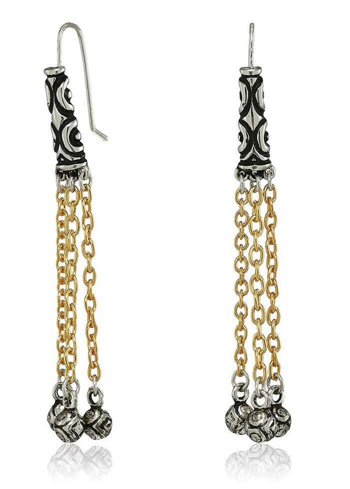 Estele 24 Kt Oxidised gold and silver plated Wind chime Dangle Earrings - Indian Silk House Agencies