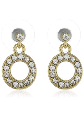 Estele 24 Kt Gold Plated Hanging donut Drop Earrings - Indian Silk House Agencies
