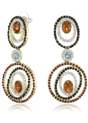 Estele 24 Kt Gold and Silver Plated Orbit Dangle Earrings - Indian Silk House Agencies