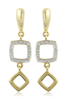 Estele 24Kt Gold And Silver Tone Plated Long Squarish Earrings - Indian Silk House Agencies