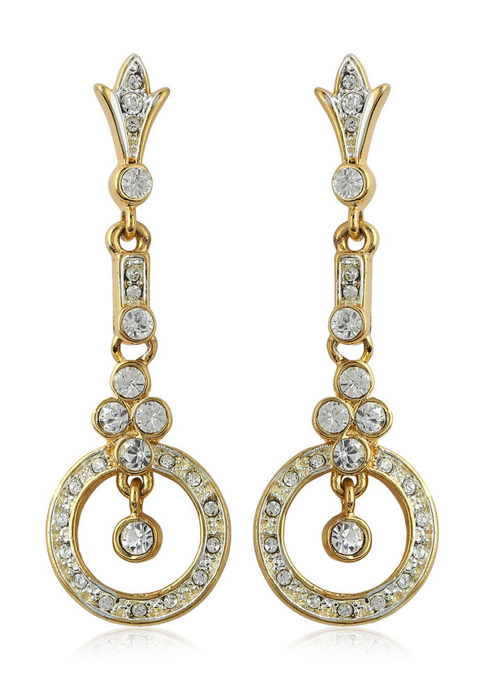Estele 24Kt Gold And Silver Plated White Austrian crystal chandelier Dangle and Drop Earrings - Indian Silk House Agencies