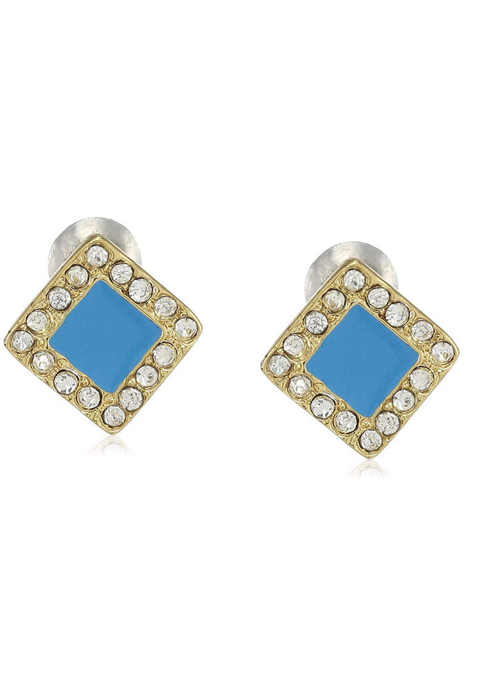 Estele 24 Kt Gold Plated Red diamond Stud Earrings - Indian Silk House Agencies