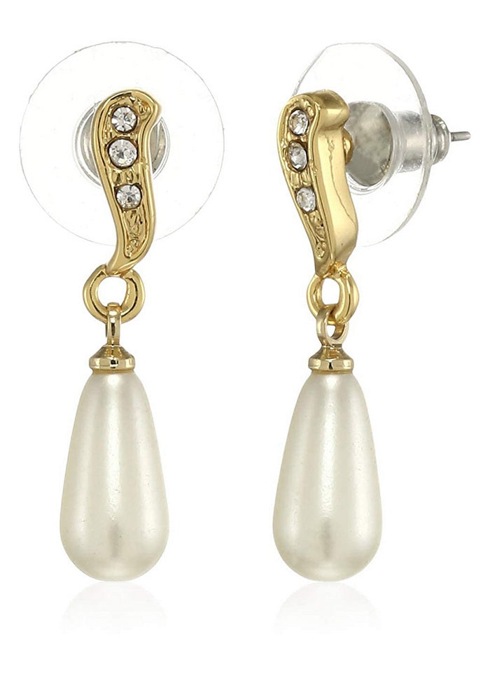 Estele 24 Kt Gold Plated sine wave pearl Drop Earrings - Indian Silk House Agencies