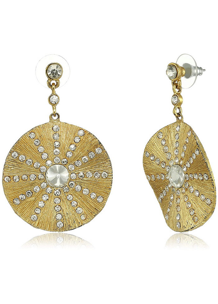 Estele 24 Kt Gold Plated Beaming sun Dangle Earrings - Indian Silk House Agencies