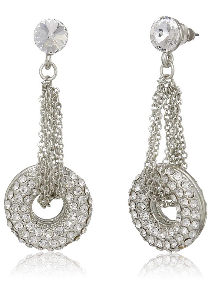Estele 24 Kt Gold and Silver Plated Strung donut Dangle Earrings - Indian Silk House Agencies