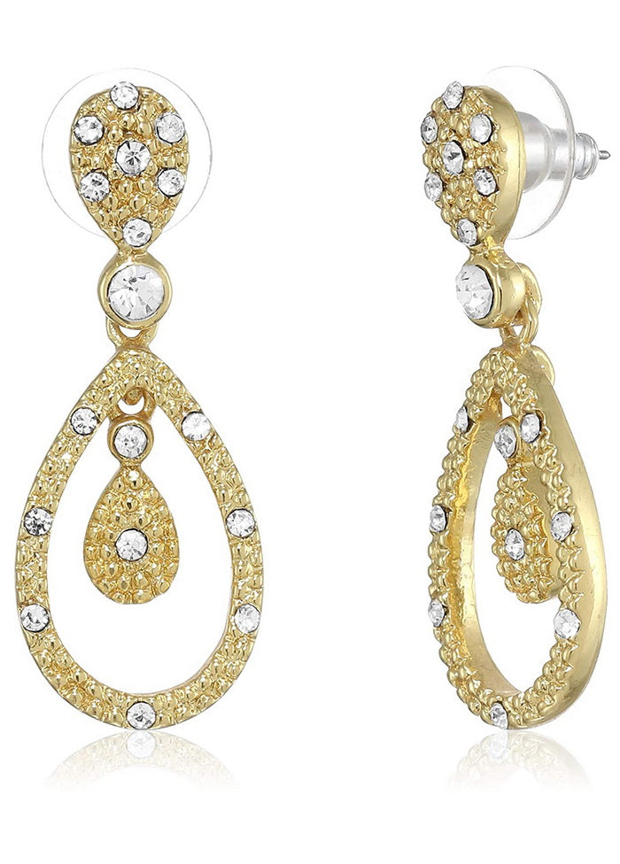 Estele Zinc 24 Kt Gold Plated Triple Pear Dangle Earrings for Girls - Indian Silk House Agencies