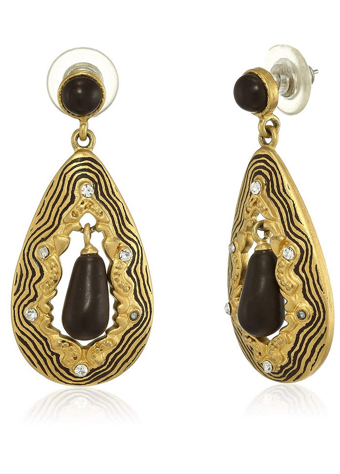 Estele 24 Kt Gold Plated Canyon drop Dangle Earrings - Indian Silk House Agencies