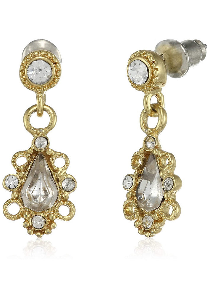 Estele 24 Kt Gold Plated Pear envelope Drop Earrings - Indian Silk House Agencies
