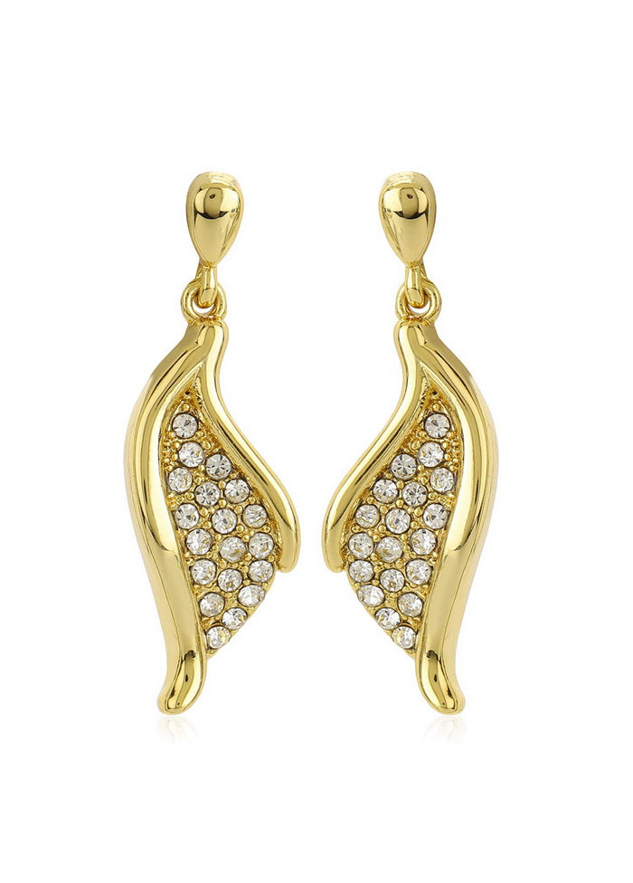 Estele 24 Kt Gold Plated Dangle with Austrian CrystalWomens Earring - Indian Silk House Agencies