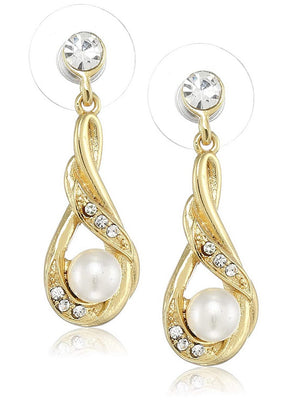 Estele 24 Kt Gold Plated Pearl coccoon Dangle Earrings - Indian Silk House Agencies