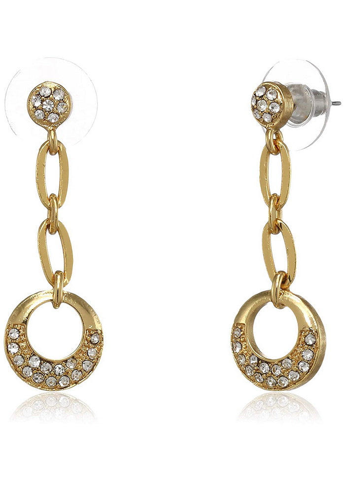 Estele 24 Kt Gold Plated Chained Circle Dangle Earrings - Indian Silk House Agencies