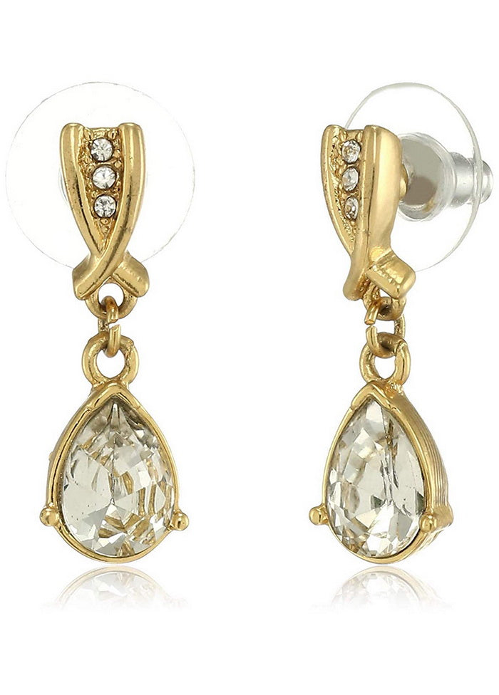 Estele Zinc Alloy 24 Kt Gold Plated Brilliant pear Drop Earrings For girls - Indian Silk House Agencies