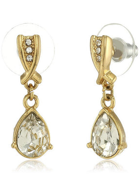 Estele Zinc Alloy 24 Kt Gold Plated Brilliant pear Drop Earrings For girls - Indian Silk House Agencies