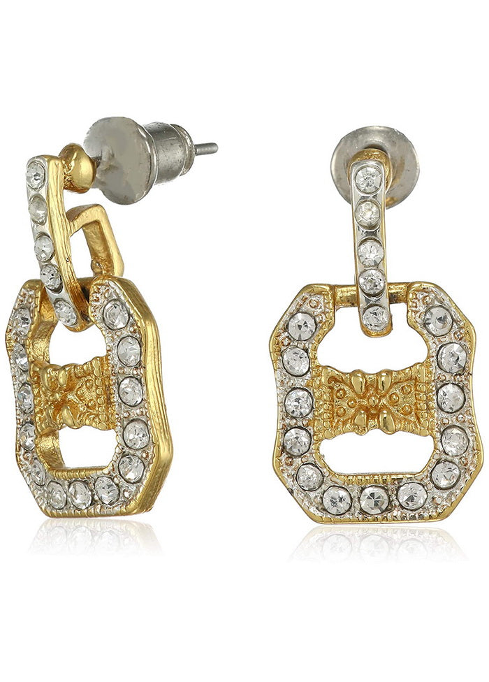 Estele 24 Kt Gold and Silver Plated Puzzle Box Drop Earrings - Indian Silk House Agencies