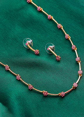 Rose Gold Plated Garland Designer Jewellery Set - Indian Silk House Agencies