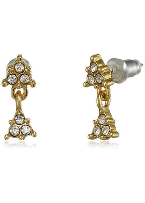 Estele 24 Kt Gold Plated Crystal Triple stone Drop Earrings - Indian Silk House Agencies