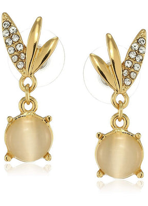Estele 24 Kt Gold Plated Fern monalisa Drop Earrings - Indian Silk House Agencies
