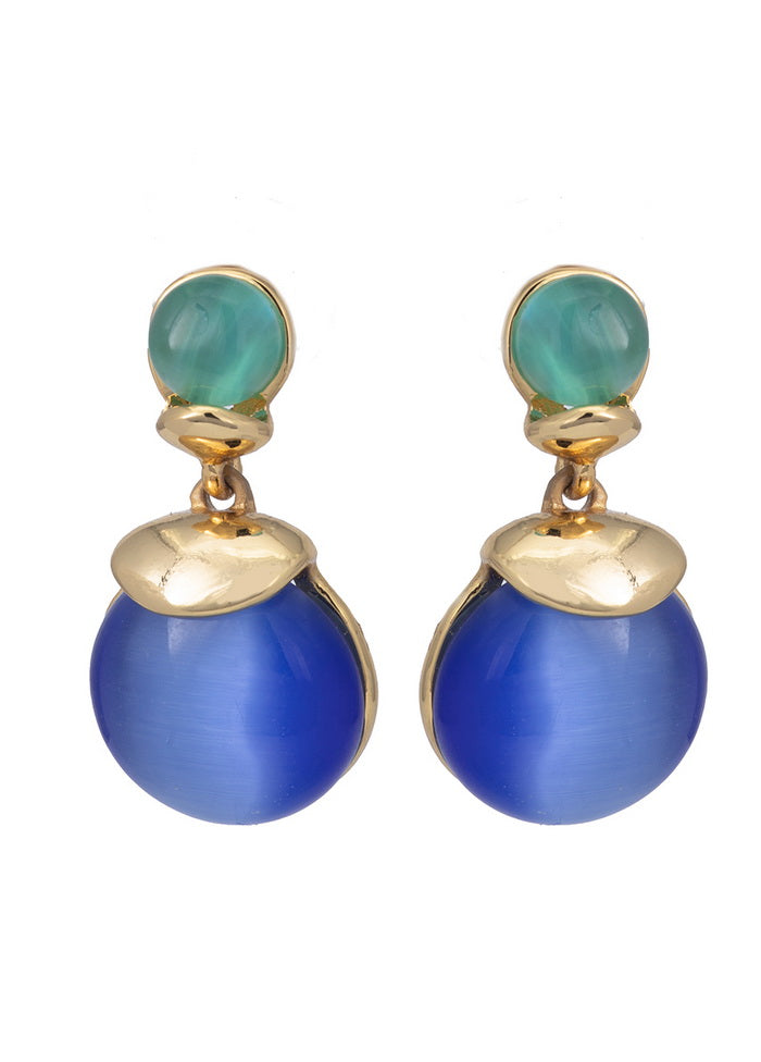 Estele 24 Kt Rose Gold Plated Blue monalisa Drop Earrings - Indian Silk House Agencies