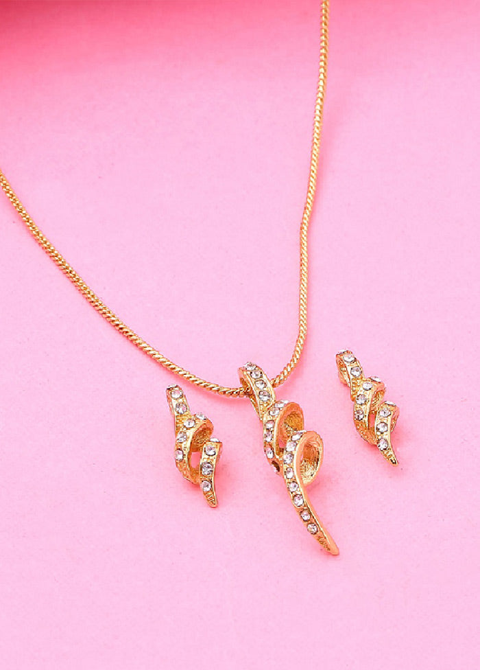 Gold Plated Twirl Designer Necklace Set - Indian Silk House Agencies