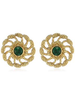 Estele 24 Kt Gold and Silver Plated Green Chakra Stud Earrings - Indian Silk House Agencies