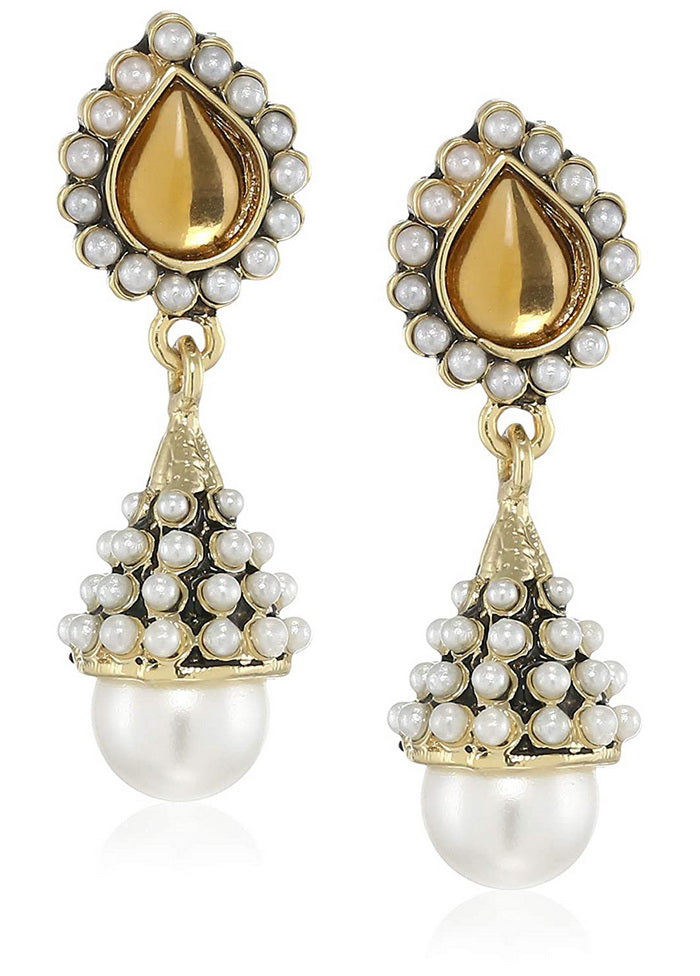 Estele 24 Kt Gold Plated Pearl Drop Earrings For Girls - Indian Silk House Agencies