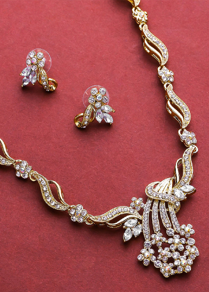 Gold Plated Shimmering Floral Wave Designer Jewelery Set - Indian Silk House Agencies