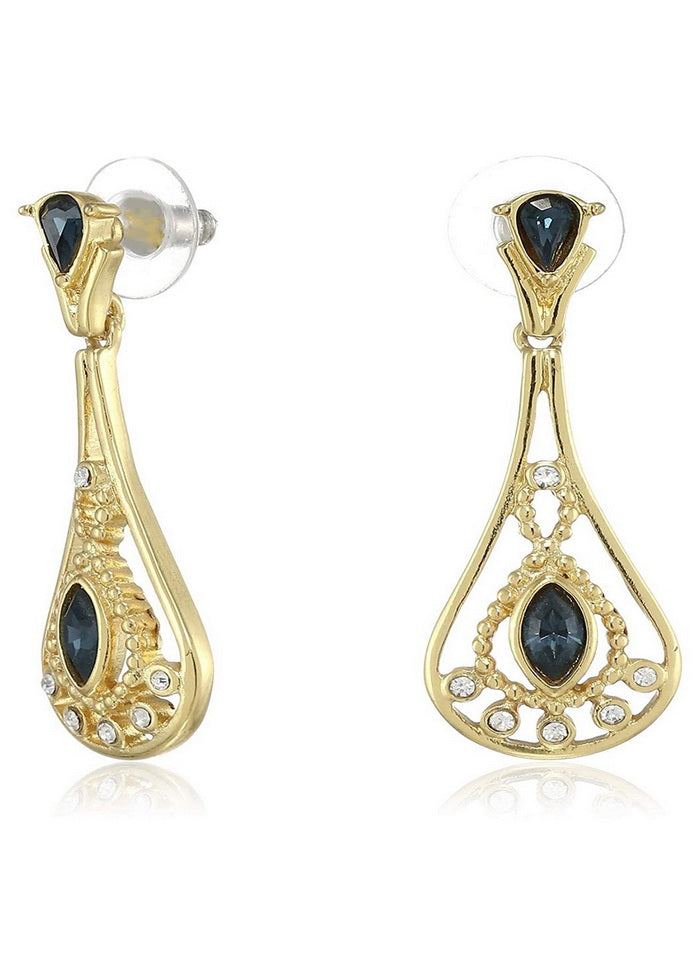 Estele 24 Kt Gold Plated Blue chandelier Dangle Earrings - Indian Silk House Agencies