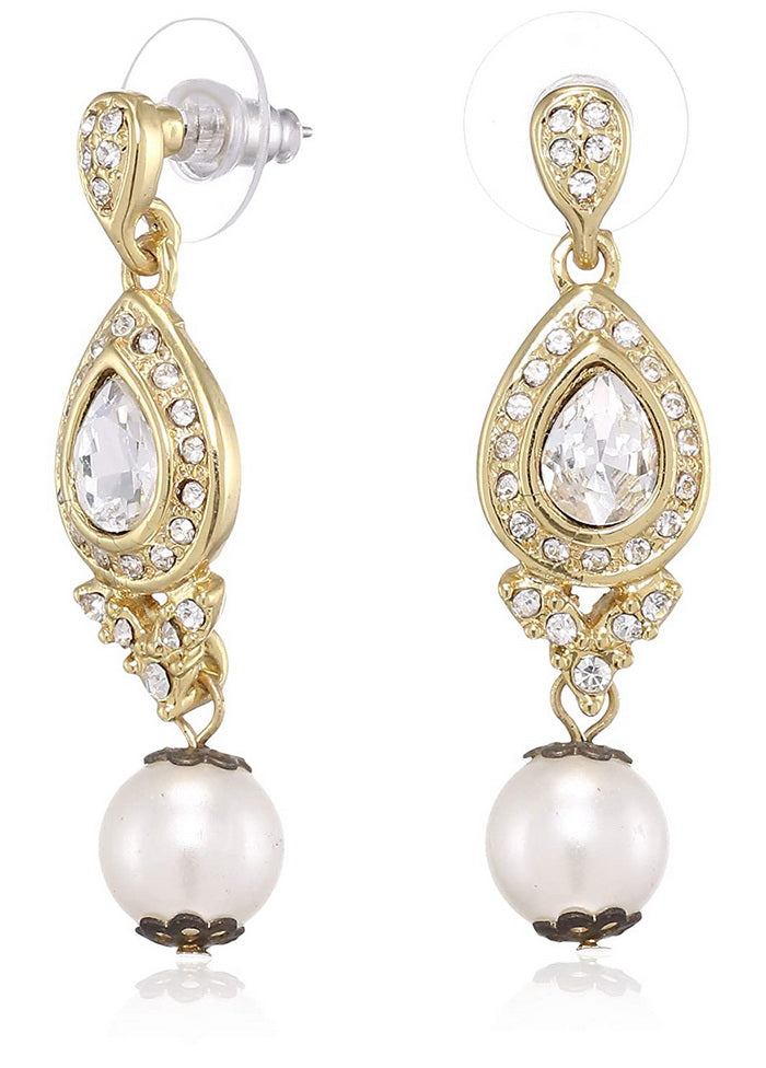 Estele 24 Kt Gold Plated Diamond Bling Dangle Earrings - Indian Silk House Agencies