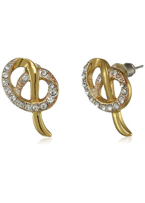 Estele 24 Kt Gold and Silver Plated Pretzel Stud Earrings For Women - Indian Silk House Agencies