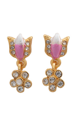 Estele 24 Kt Gold And Silver Plated Diamond Dagger Drop Earrings One Size - Indian Silk House Agencies