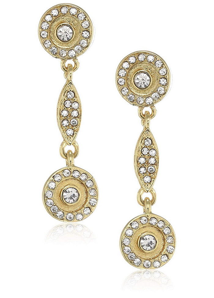 Estele 24 Kt Gold and Silver Plated Crystal Reciever Dangle Earrings - Indian Silk House Agencies
