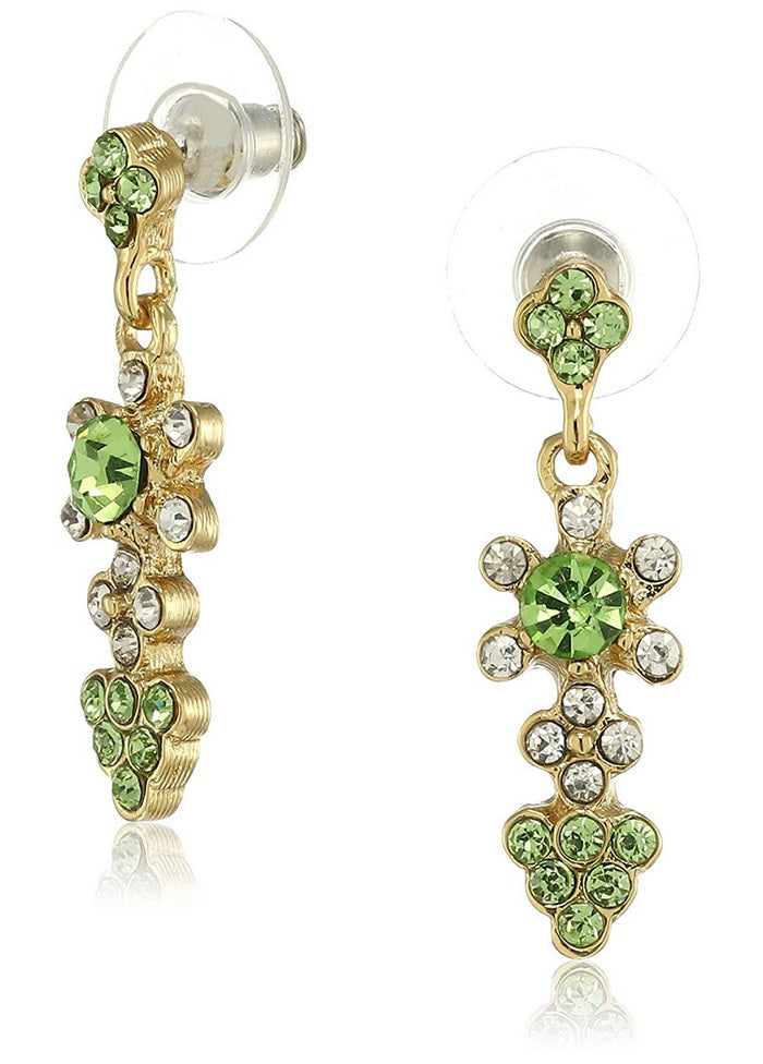Estele 24 Kt Gold Plated Green Grape Dangle Earrings - Indian Silk House Agencies