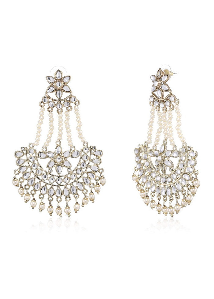 Estele 24Kt tradional long Chandbali with White Pearls for Women and Girls - Indian Silk House Agencies