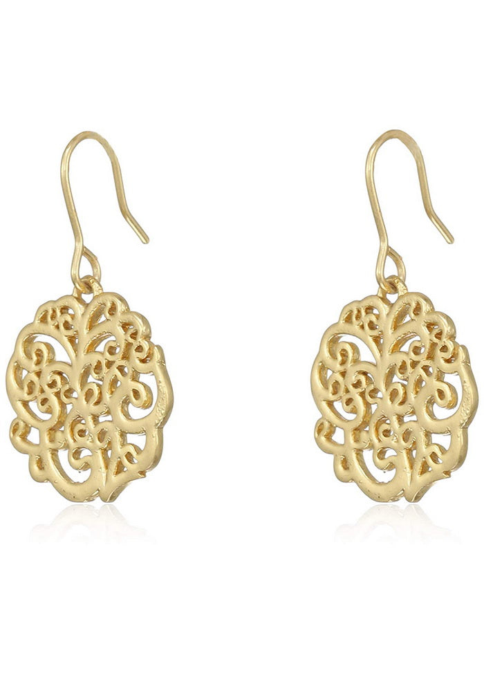 Estele Gold Plated Mesh Design Drop Earrings - Indian Silk House Agencies