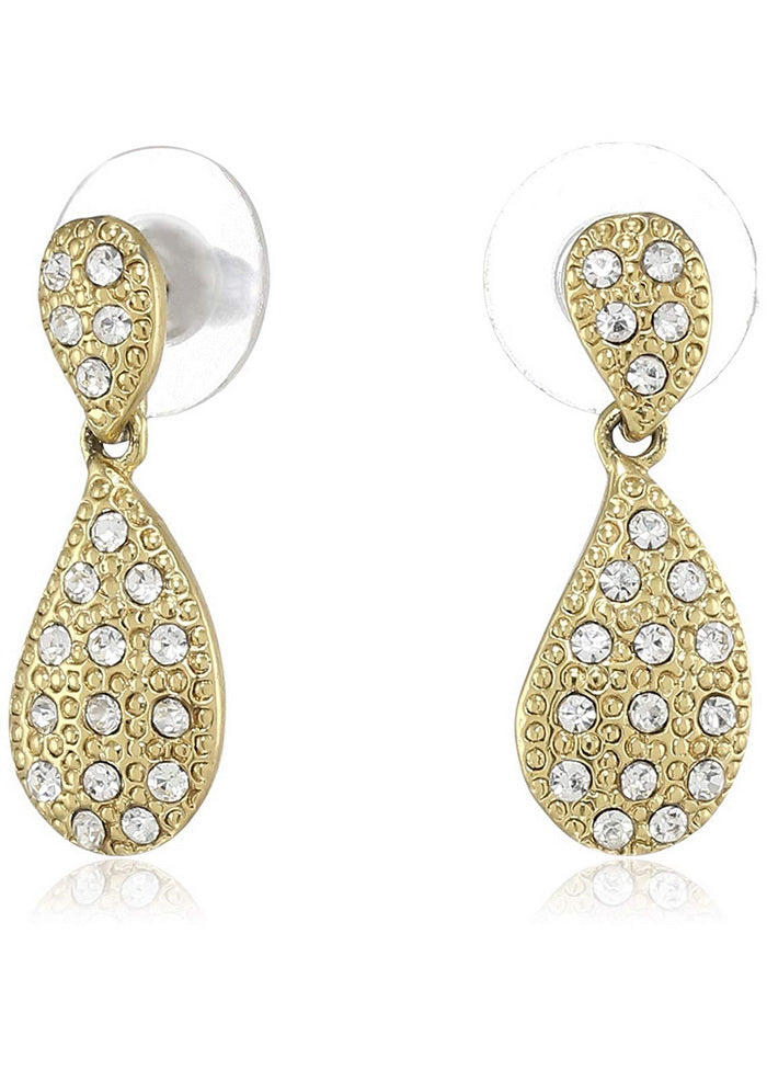 Estele Rhodium Plated textured Earrings with Multi Coloured Austrian Crystals for Women and Girls - Indian Silk House Agencies