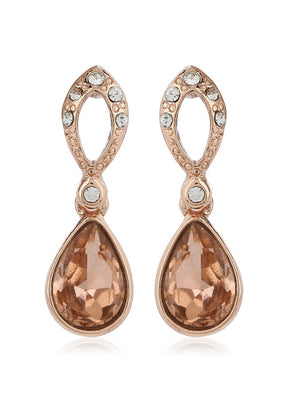 Estele 24Kt Gold Plated Pear shape drop Earrings with Fancy Topaz Austrian Crystals for Women and Gi - Indian Silk House Agencies