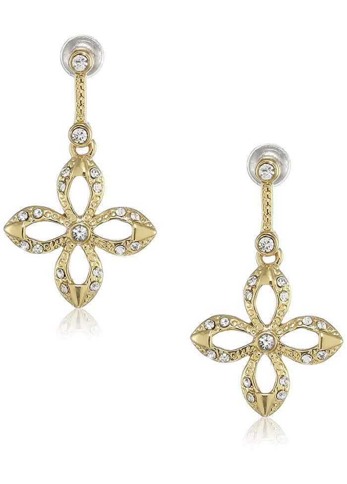 Estele Rhodium Plated Flower Earring with Austrain Crystals for Women and Girls - Indian Silk House Agencies