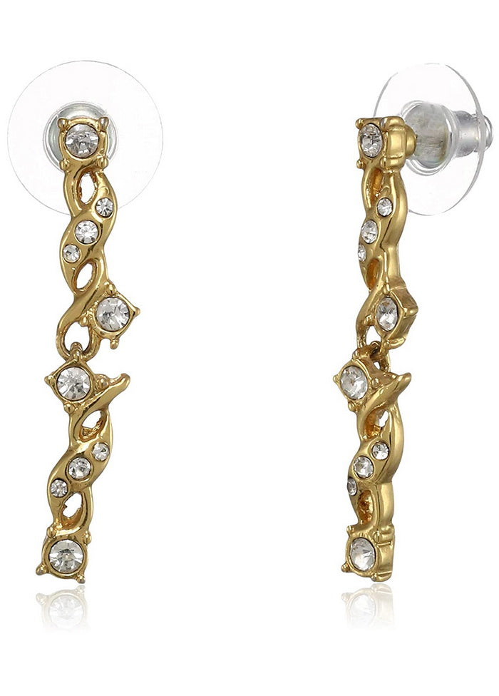 Estele 24 Kt Gold Plated Crystal Creeper Dangle Earrings - Indian Silk House Agencies